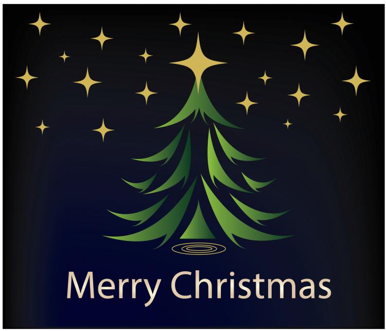 free vector Green Christmas tree trival black background